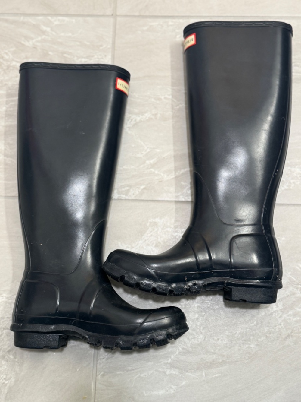 Hunter Navy Blue Original Tall Rain Boots Waterproof Classic Size 5 - Picture 2 of 10
